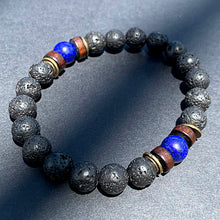 Load image into Gallery viewer, Bokeelia // Black Lava &amp; Blue Bead Bracelet
