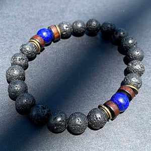 Bokeelia // Black Lava & Blue Bead Bracelet