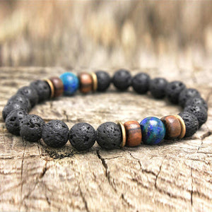 Bokeelia // Black Lava & Blue Bead Bracelet