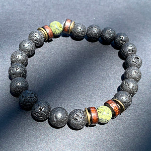 Bokeelia // Black Lava & Seagrass Bead Bracelet