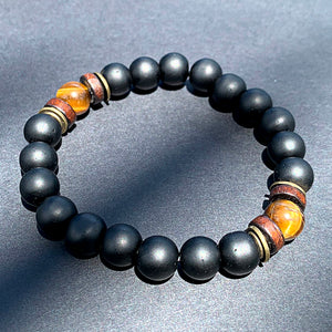 Bokeelia // Black Wood & Amber Bead Bracelet